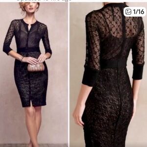 Beguile by Byron Lars Black Long Sleeve Lace Dress